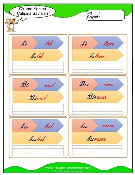 B sesi Çalışma Sayfaları